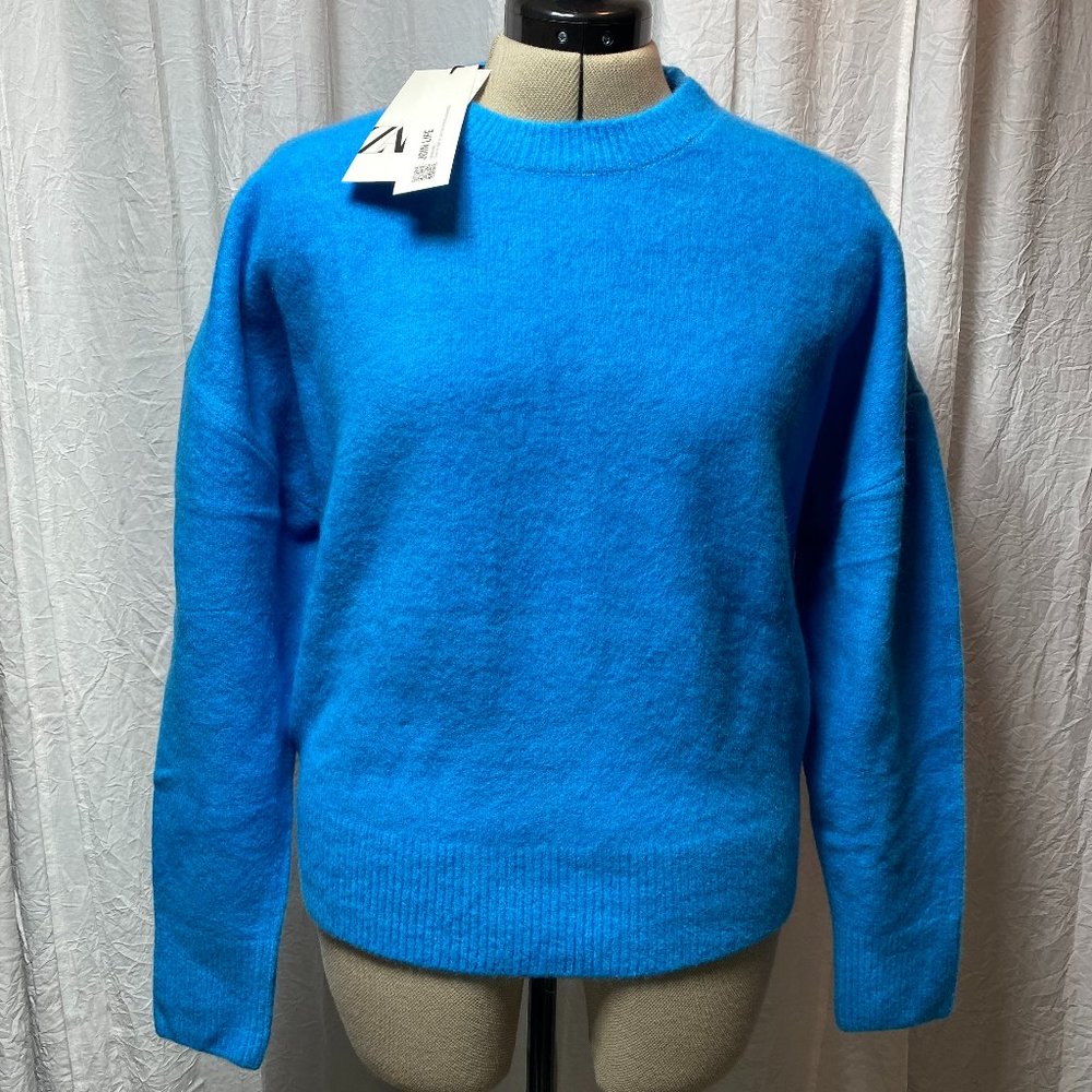Zara Crew Neck Sweater - Blue Size Medium